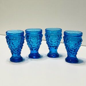 Vintage Blue Grape Shot Glass Set of Four